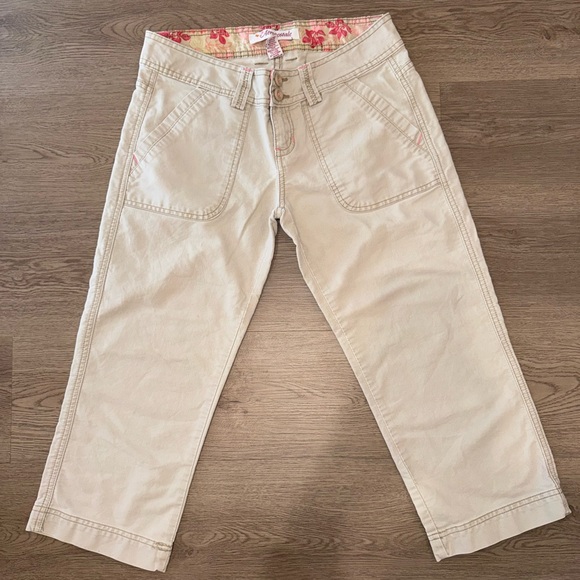 Aeropostale Y2K 2000s Beige Khaki 100% Cotton Cropped Utility Pants Size 3/4 - Picture 3 of 11
